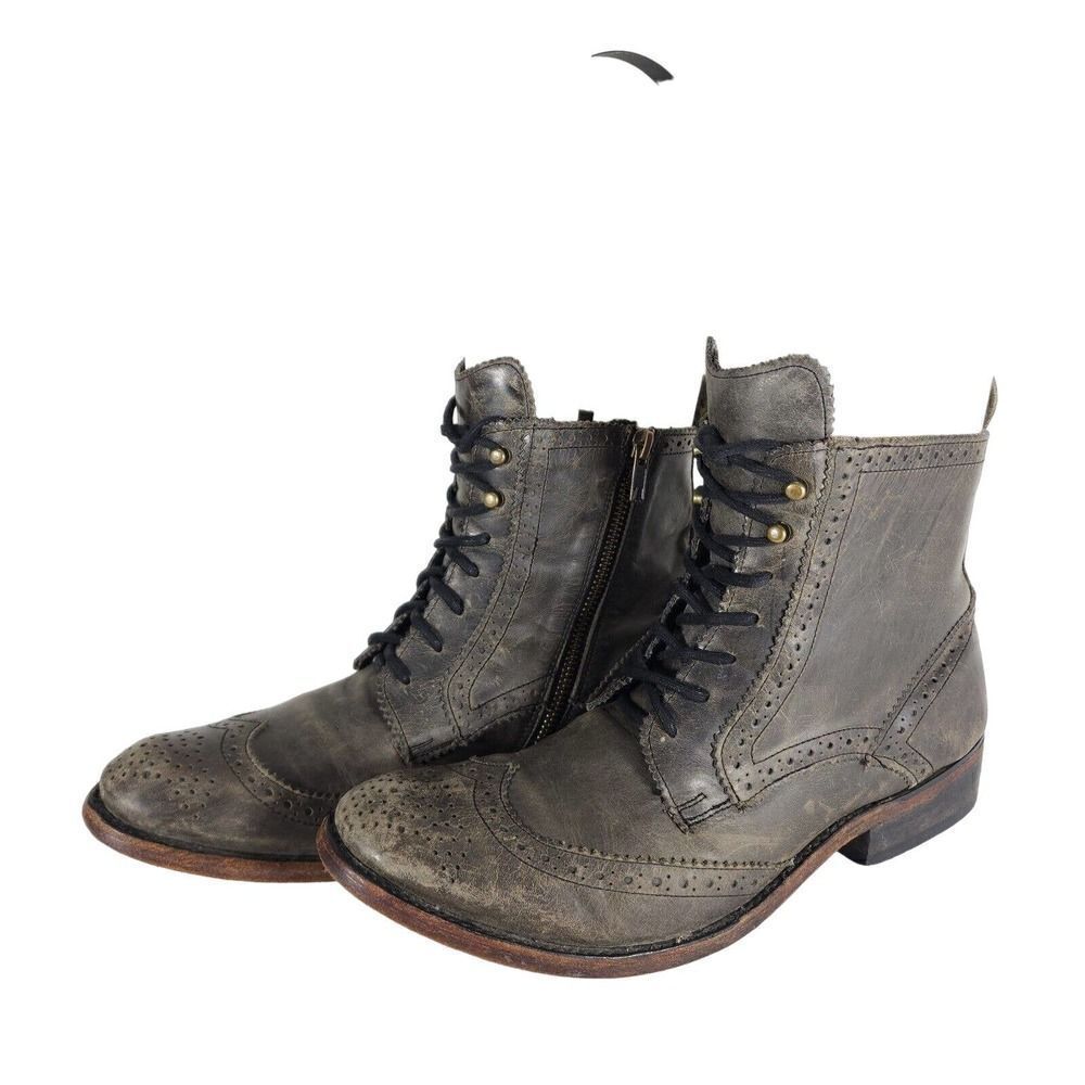 Freebird By Steven Men's BROOM Bradford US9 Brown Leather Distress Combat Boots